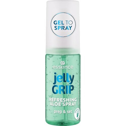 Essence Jelly Grip Refreshing Aloe Spray – Hydrating Gel-to-Mist Makeup Primer, Setter & Refresher with Aloe Vera, Vegan & Cruelty-Free, 1.6 Fl Oz