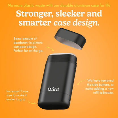 Wild Refillable Deodorant Starter Kit - Black Case with Honey & Cactus Flower Refill 1.4oz - Aluminum Free, Long Lasting, Vegan Avelisse