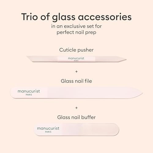 Manucurist Glass Nail Accessory Trio – Exclusive Tube Set with Glass Nail File, Buffer, and Cuticle Pusher – Manicure Tools Set for Women – Nail Care Accessories - görsel 6
