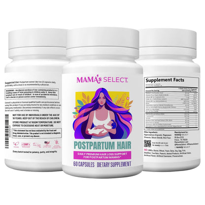 Mama’s Select Postpartum Hair Loss Vitamins – Reduce Shedding, Restore Thickness, Shine & Strength – Safe for Breastfeeding Avelisse