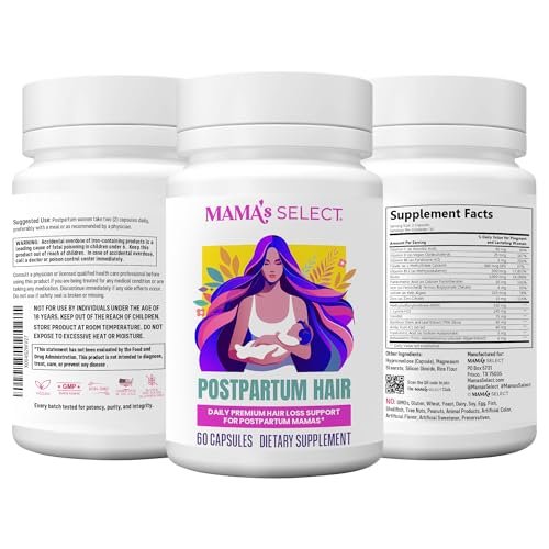 Mama’s Select Postpartum Hair Loss Vitamins – Reduce Shedding, Restore Thickness, Shine & Strength – Safe for Breastfeeding Avelisse
