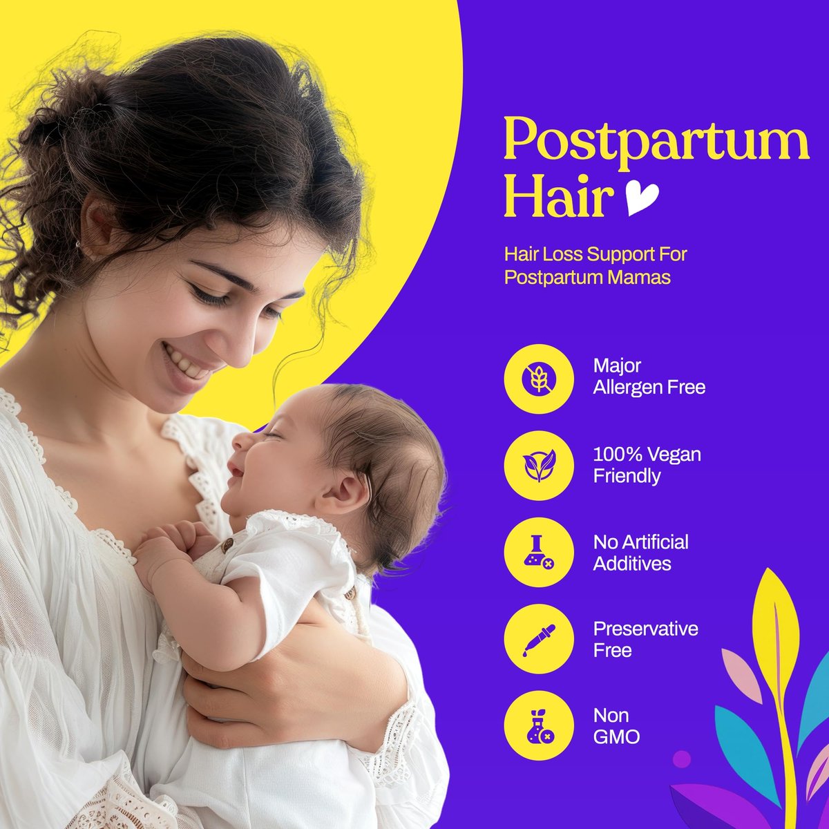 Mama’s Select Postpartum Hair Loss Vitamins – Reduce Shedding, Restore Thickness, Shine & Strength – Safe for Breastfeeding Avelisse
