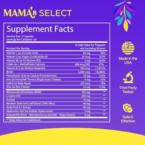 Mama’s Select Postpartum Hair Loss Vitamins – Reduce Shedding, Restore Thickness, Shine & Strength – Safe for Breastfeeding Avelisse