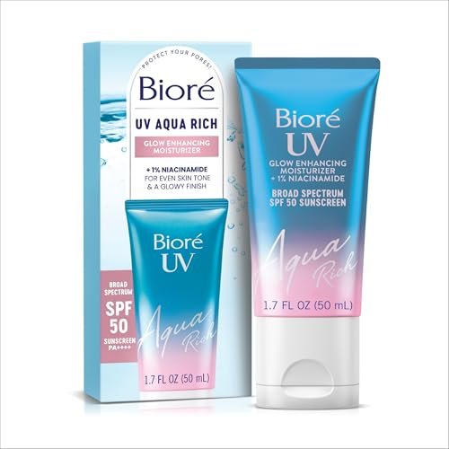 Bioré UV Aqua Rich Glow Enhancing Moisturizer with SPF 50, 1% Niacinamide Facial Sunscreen, 1.7 oz - görsel 2