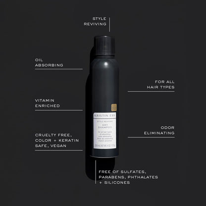 Kristin Ess 2-in-1 Bundle Home & Travel Size Dry Shampoo Spray for Oily Hair - Absorbs Oil, Adds Volume, Style Extender + Fragrance Refresher - Sulfate-Free, Vegan & Color Safe - Fresh Pear Fragrance Avelisse