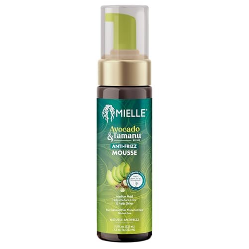 Mielle Organics Avocado & Tamanu Curly Hair Mousse - Anti Frizz Hair Foam for Curly, Wavy, Coily Styles - Medium Hold Styling to Define & Control for a Soft, Natural Shine Finish (7.5oz) Avelisse