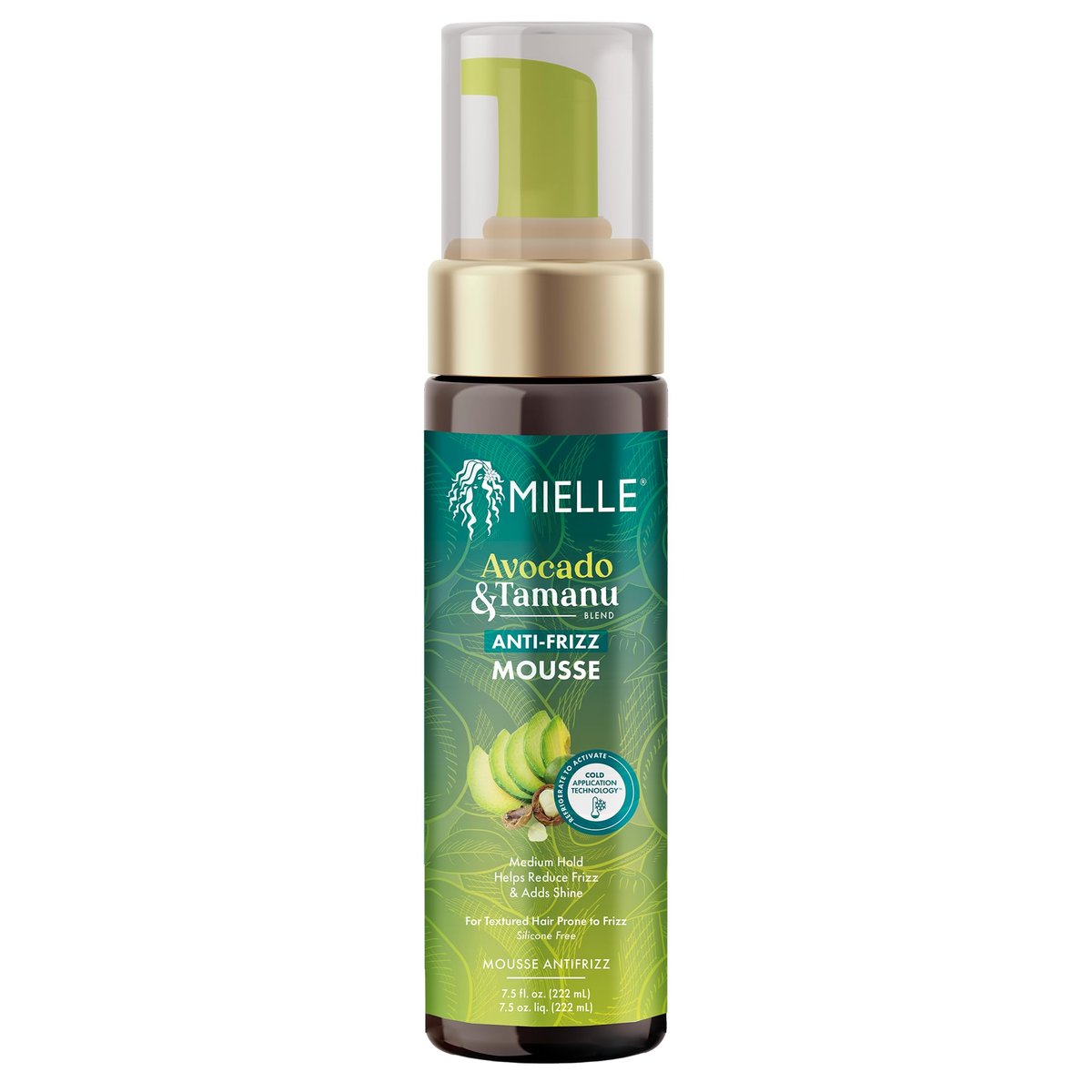 Mielle Organics Avocado & Tamanu Curly Hair Mousse - Anti Frizz Hair Foam for Curly, Wavy, Coily Styles - Medium Hold Styling to Define & Control for a Soft, Natural Shine Finish (7.5oz) Avelisse