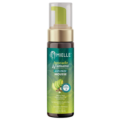 Mielle Organics Avocado & Tamanu Curly Hair Mousse - Anti Frizz Hair Foam for Curly, Wavy, Coily Styles - Medium Hold Styling to Define & Control for a Soft, Natural Shine Finish (7.5oz) Avelisse