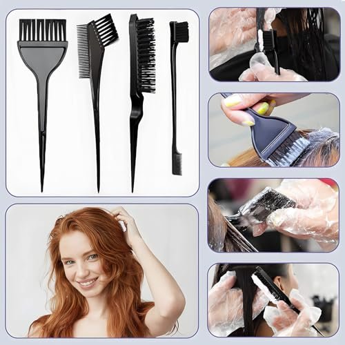 26 Pcs Hair Dye Kit - Complete Hair Coloring Tools Set with Tinting Bowl, Agitator, Dye Brushes, Ear Covers, Hair Clips, Cape & More for Salon Use & Home DIY Bleaching, Coloring - görsel 6