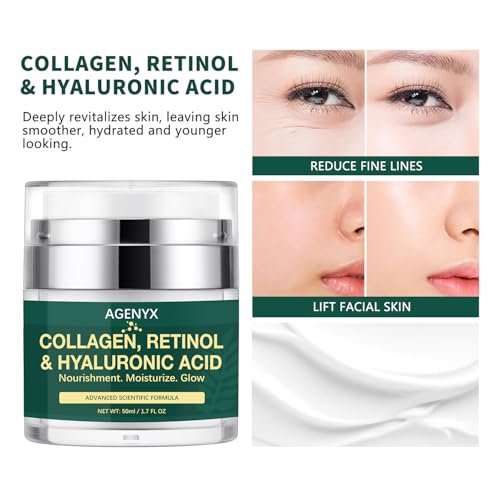 Agenyx Retinol Cream Face Moisturizer with Collagen & Hyaluronic Acid - Anti Aging Wrinkle Repair Night Cream for Women & Men, 1.7 oz - görsel 7