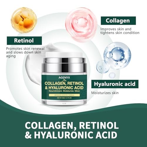 Agenyx Retinol Cream Face Moisturizer with Collagen & Hyaluronic Acid - Anti Aging Wrinkle Repair Night Cream for Women & Men, 1.7 oz - görsel 3
