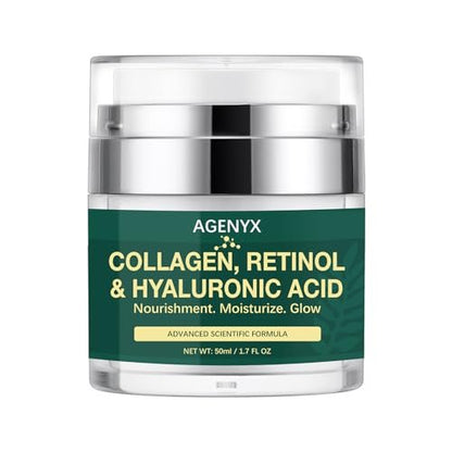 Agenyx Retinol Cream Face Moisturizer with Collagen & Hyaluronic Acid - Anti Aging Wrinkle Repair Night Cream for Women & Men, 1.7 oz