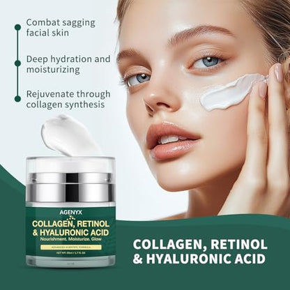 Agenyx Retinol Cream Face Moisturizer with Collagen & Hyaluronic Acid - Anti Aging Wrinkle Repair Night Cream for Women & Men, 1.7 oz