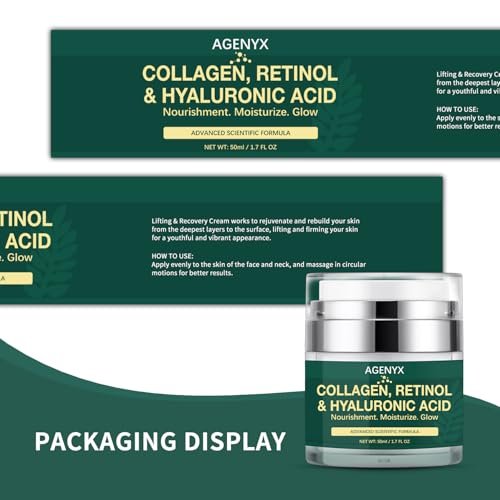 Agenyx Retinol Cream Face Moisturizer with Collagen & Hyaluronic Acid - Anti Aging Wrinkle Repair Night Cream for Women & Men, 1.7 oz - görsel 17