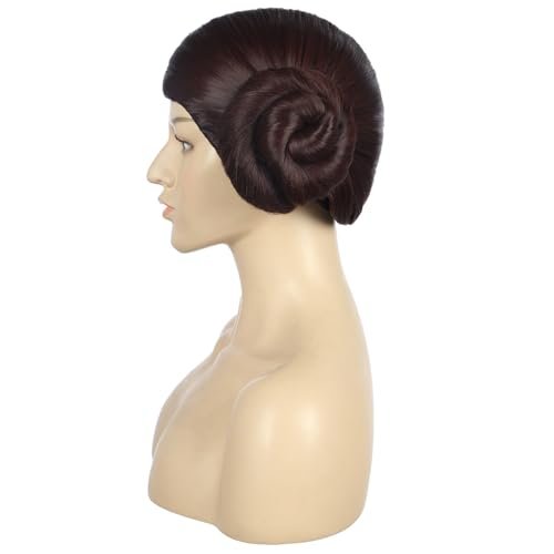 VGbeaty Women Short Curly Brown Wig with 2 Buns – Princess Anime Cosplay Funny Wig, Heat Resistant Synthetic Fiber, Soft Durable Adjustable Size Breathable Cap for Halloween Costume Fancy Party - görsel 6
