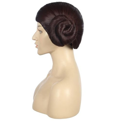 VGbeaty Women Short Curly Brown Wig with 2 Buns – Princess Anime Cosplay Funny Wig, Heat Resistant Synthetic Fiber, Soft Durable Adjustable Size Breathable Cap for Halloween Costume Fancy Party