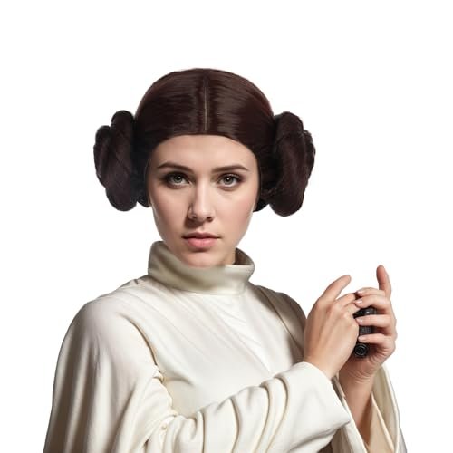 VGbeaty Women Short Curly Brown Wig with 2 Buns – Princess Anime Cosplay Funny Wig, Heat Resistant Synthetic Fiber, Soft Durable Adjustable Size Breathable Cap for Halloween Costume Fancy Party - görsel 2