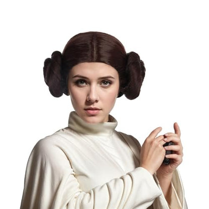 VGbeaty Women Short Curly Brown Wig with 2 Buns – Princess Anime Cosplay Funny Wig, Heat Resistant Synthetic Fiber, Soft Durable Adjustable Size Breathable Cap for Halloween Costume Fancy Party