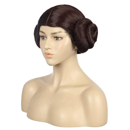 VGbeaty Women Short Curly Brown Wig with 2 Buns – Princess Anime Cosplay Funny Wig, Heat Resistant Synthetic Fiber, Soft Durable Adjustable Size Breathable Cap for Halloween Costume Fancy Party - görsel 4