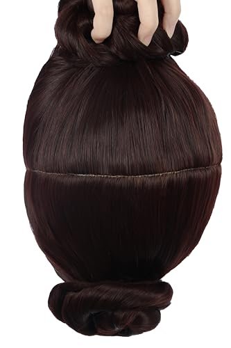 VGbeaty Women Short Curly Brown Wig with 2 Buns – Princess Anime Cosplay Funny Wig, Heat Resistant Synthetic Fiber, Soft Durable Adjustable Size Breathable Cap for Halloween Costume Fancy Party