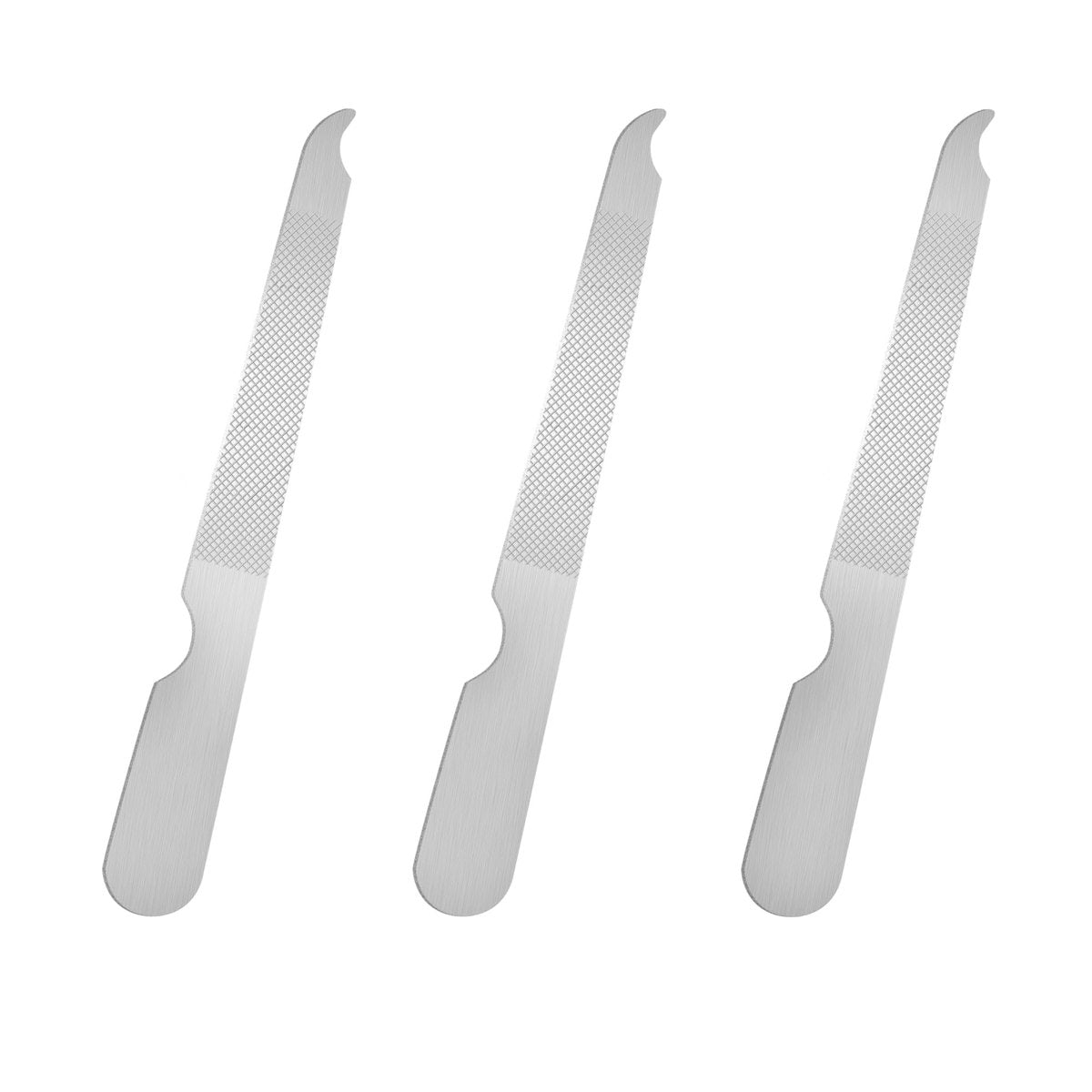 BlingKingdom 3-Pack Stainless Steel Nail Files – Double Sided Metal Nail File with Curved Sharp Point for Salon & Home Manicure (Silver) - görsel 1