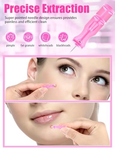 50 Pack Disposable Lancets for Facial Extraction – Stainless Steel Acne Needle Tools for Blackhead Removal, Pink - görsel 6