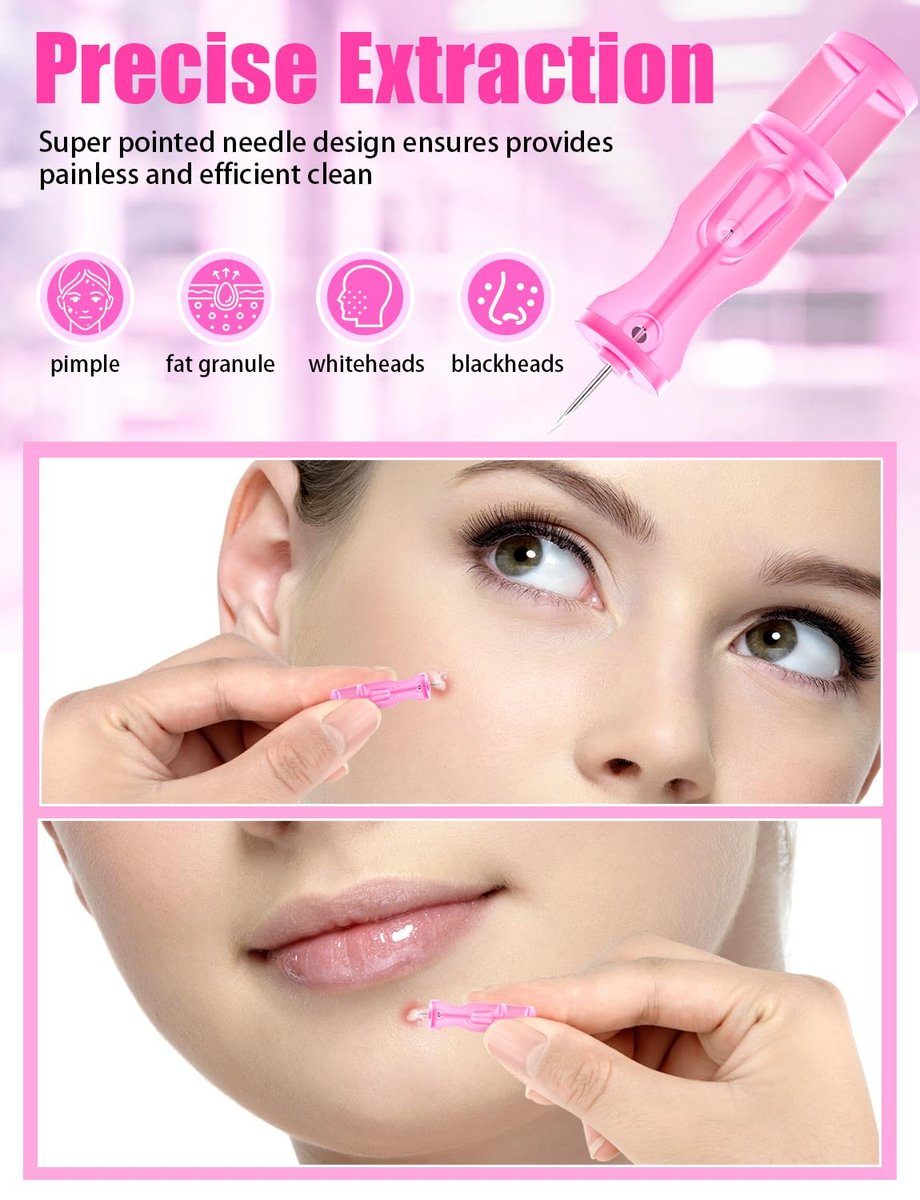50 Pack Disposable Lancets for Facial Extraction – Stainless Steel Acne Needle Tools for Blackhead Removal, Pink - görsel 5