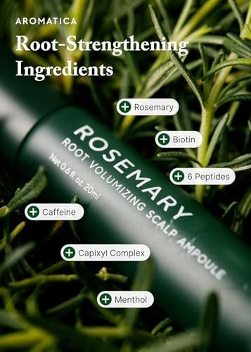 AROMATICA Rosemary Root Volumizing Scalp Serum – Korean Hair Growth Serum with Caffeine & Rosemary Oil, Cooling Roll-On, Sulfate-Free, 0.67 oz Avelisse