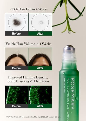 AROMATICA Rosemary Root Volumizing Scalp Serum – Korean Hair Growth Serum with Caffeine & Rosemary Oil, Cooling Roll-On, Sulfate-Free, 0.67 oz Avelisse