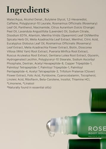 AROMATICA Rosemary Root Volumizing Scalp Serum – Korean Hair Growth Serum with Caffeine & Rosemary Oil, Cooling Roll-On, Sulfate-Free, 0.67 oz Avelisse