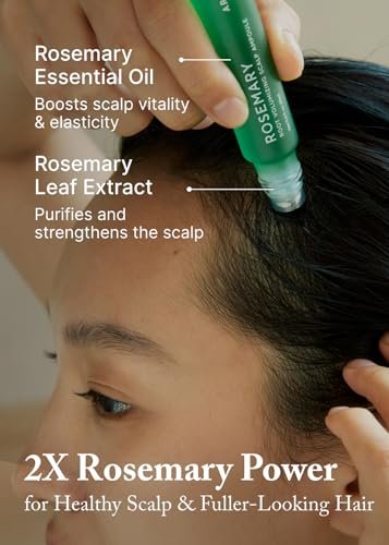 AROMATICA Rosemary Root Volumizing Scalp Serum – Korean Hair Growth Serum with Caffeine & Rosemary Oil, Cooling Roll-On, Sulfate-Free, 0.67 oz Avelisse
