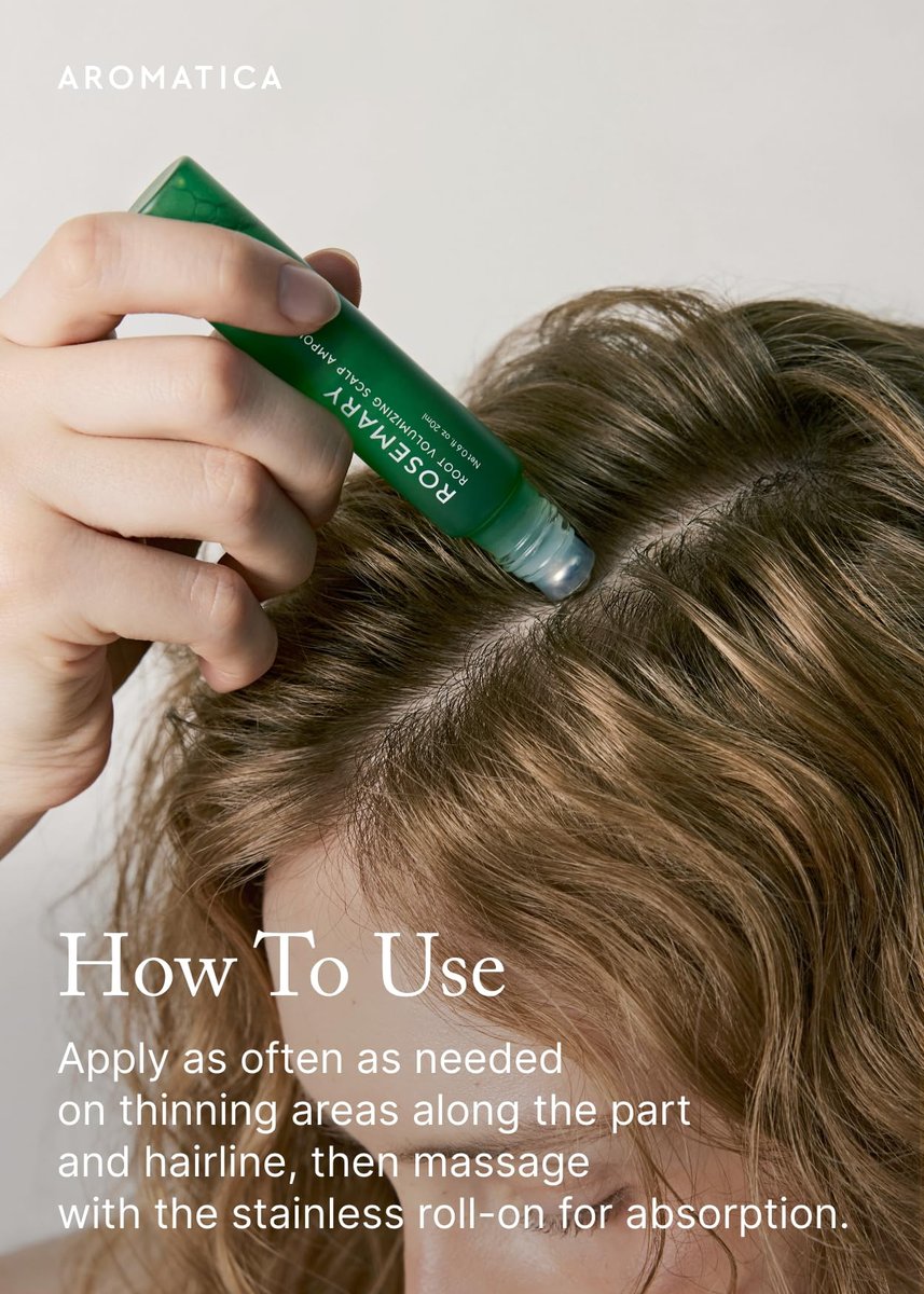 AROMATICA Rosemary Root Volumizing Scalp Serum – Korean Hair Growth Serum with Caffeine & Rosemary Oil, Cooling Roll-On, Sulfate-Free, 0.67 oz Avelisse