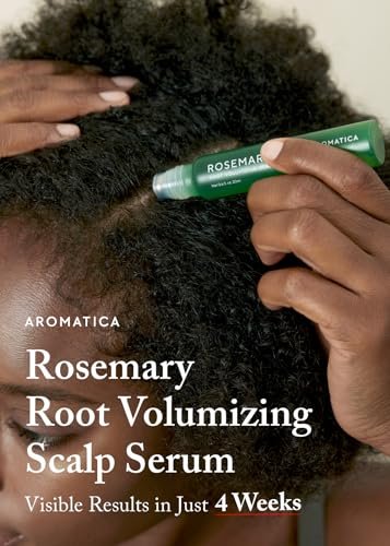 AROMATICA Rosemary Root Volumizing Scalp Serum – Korean Hair Growth Serum with Caffeine & Rosemary Oil, Cooling Roll-On, Sulfate-Free, 0.67 oz Avelisse