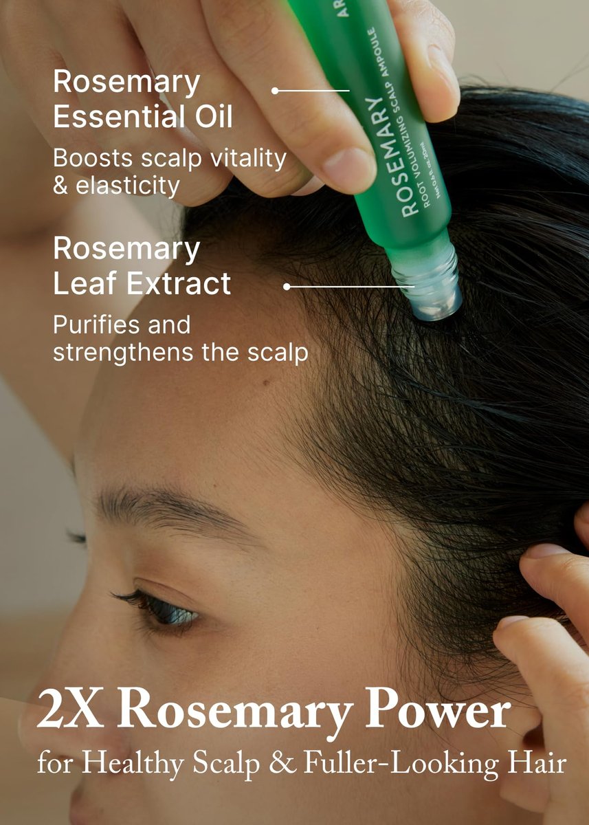 AROMATICA Rosemary Root Volumizing Scalp Serum – Korean Hair Growth Serum with Caffeine & Rosemary Oil, Cooling Roll-On, Sulfate-Free, 0.67 oz Avelisse