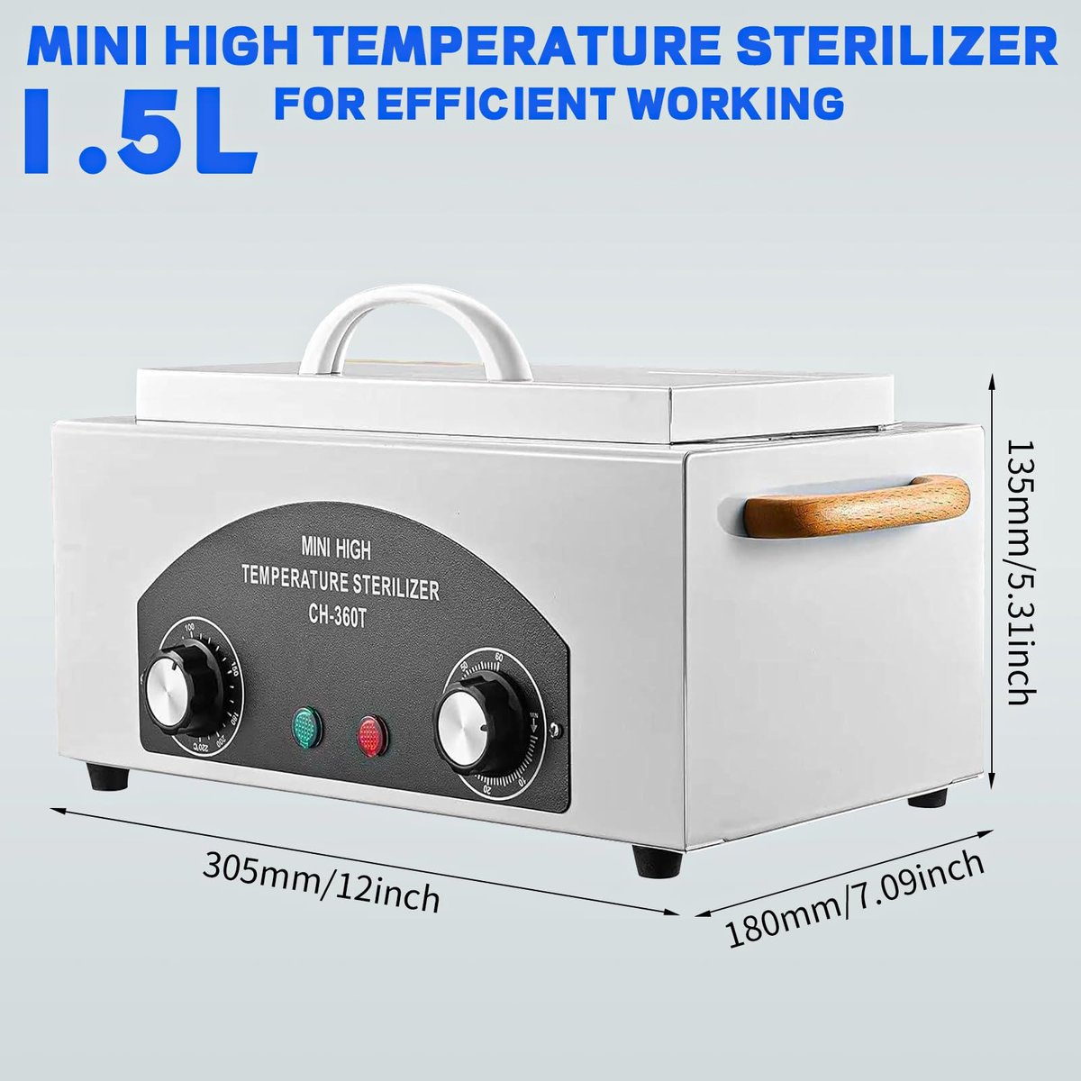 JUSTHERE High Temperature Sterilizer Autoclave Machine – 110V 300W 1.5L Metal Tool Cleaner for Nail & Beauty Tools (White) Avelisse