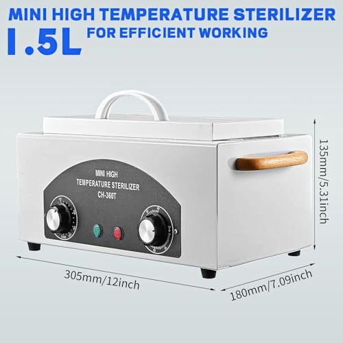 JUSTHERE High Temperature Sterilizer Autoclave Machine – 110V 300W 1.5L Metal Tool Cleaner for Nail & Beauty Tools (White) Avelisse