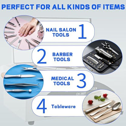JUSTHERE High Temperature Sterilizer Autoclave Machine – 110V 300W 1.5L Metal Tool Cleaner for Nail & Beauty Tools (White) Avelisse
