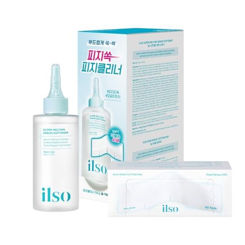 ilso Super Melting Sebum Softener – Pore Cleansing Solution with 40 Skin Wrap Cotton Pads, 5.29 fl oz, Korean Skincare for Blackheads & Sebum Avelisse