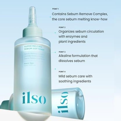 ilso Super Melting Sebum Softener – Pore Cleansing Solution with 40 Skin Wrap Cotton Pads, 5.29 fl oz, Korean Skincare for Blackheads & Sebum Avelisse