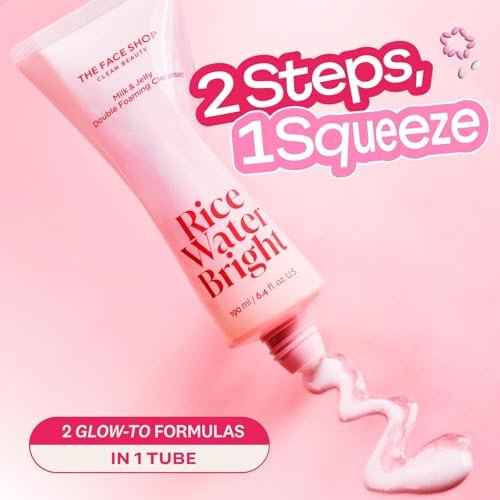 THE FACE SHOP Rice Water Bright Milk & Jelly Double Cleanser - 2-in-1 Makeup Remover & Face Wash, Hydrating, Moisturizing, Vegan, 6.4 fl. oz. Avelisse
