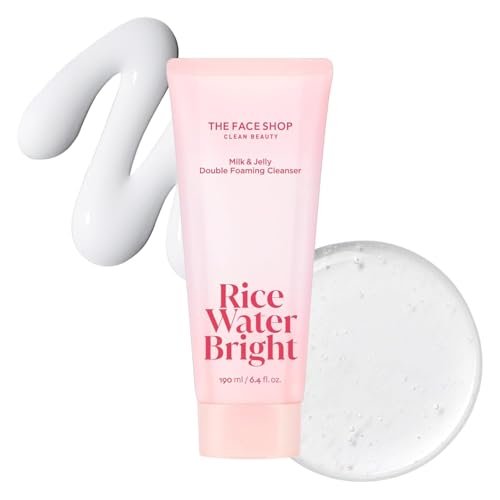 THE FACE SHOP Rice Water Bright Milk & Jelly Double Cleanser - 2-in-1 Makeup Remover & Face Wash, Hydrating, Moisturizing, Vegan, 6.4 fl. oz. Avelisse