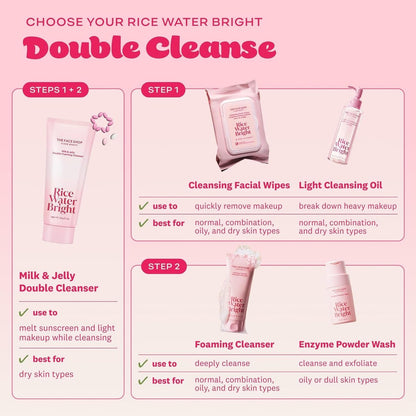 THE FACE SHOP Rice Water Bright Milk & Jelly Double Cleanser - 2-in-1 Makeup Remover & Face Wash, Hydrating, Moisturizing, Vegan, 6.4 fl. oz. Avelisse