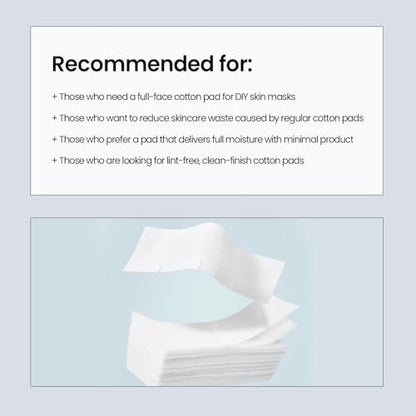ILSO Skin Wrap Cotton Pad – Thin Layer DIY Toner Pad & Sheet Mask, 40 Sheets, 1.57 x 4.25 Inches, Korean Skincare