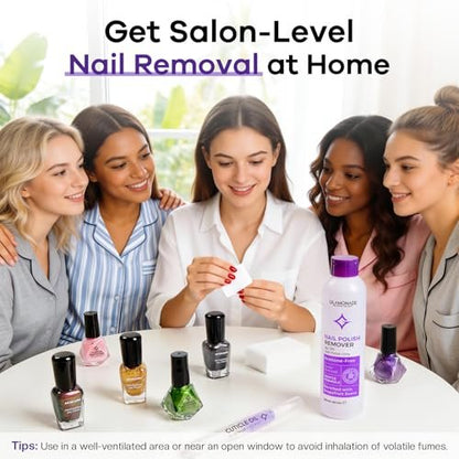 Glamonade Non-Acetone Nail Polish Remover – Gentle & Nourishing, Fast-Acting, Grapefruit Scent, 6 Fl Oz
