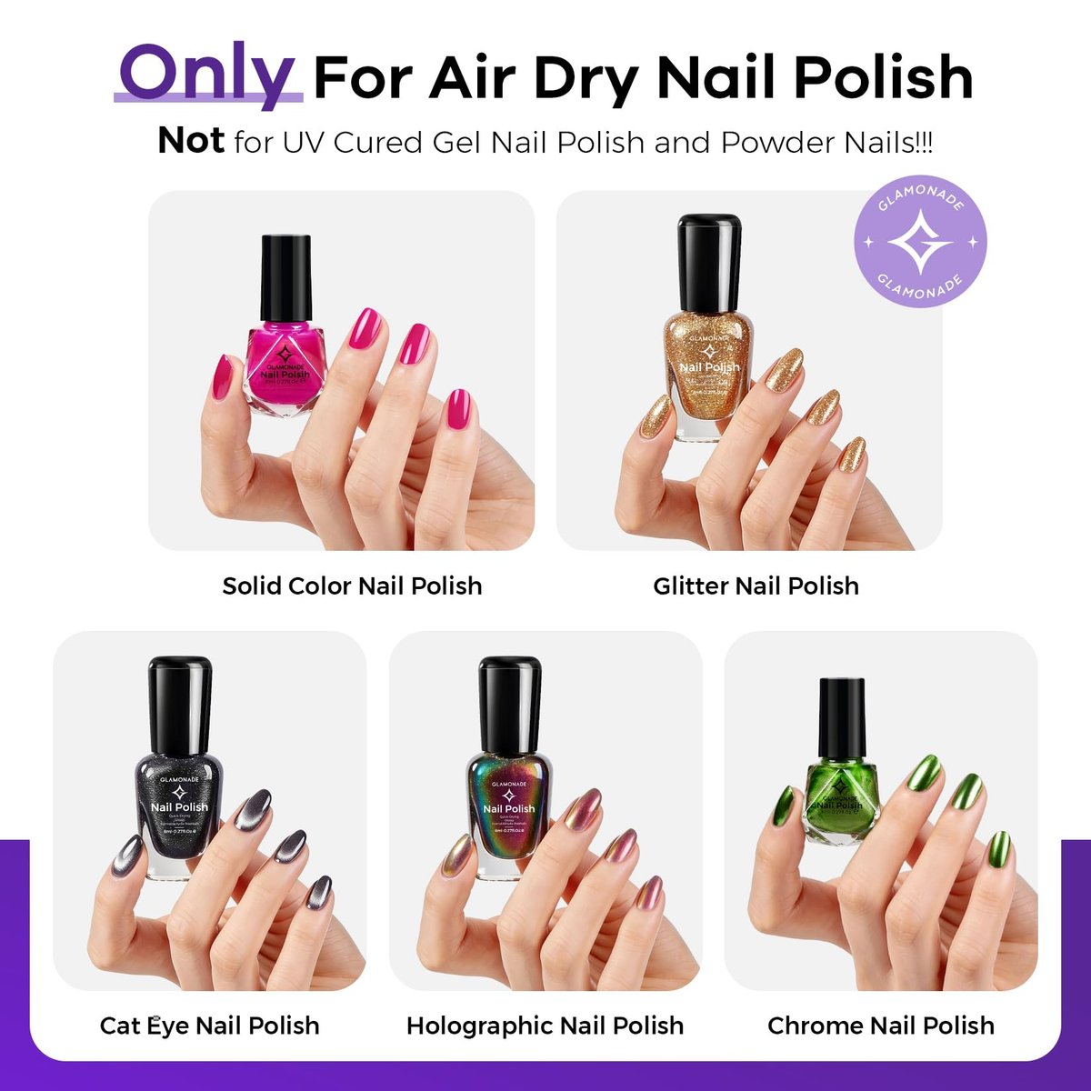 Glamonade Non-Acetone Nail Polish Remover – Gentle & Nourishing, Fast-Acting, Grapefruit Scent, 6 Fl Oz - görsel 3