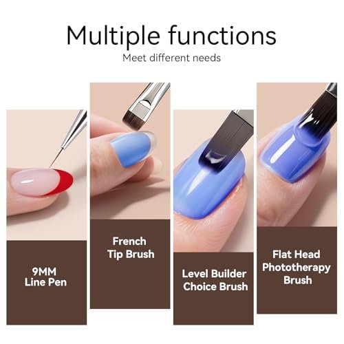 Nail Art Clean Up Brushes, Dual-End French Tip Brush 3PCS Set - Flat/Oval/Angled Dual Head Gel Nail Brushes for Polish Mistakes, Cuticle Cleaning, Acrylic & Polygel Nail Design Painting DIY Tools Avelisse