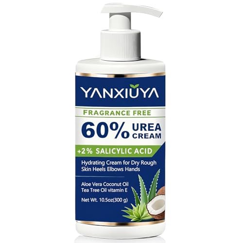 YANXIUYA 60% Urea Cream 10.5 oz – Maximum Strength Moisturizing Foot Cream with Salicylic Acid for Cracked Heels, Dry Skin & Callus Remover, Fragrance-Free Body Lotion Avelisse