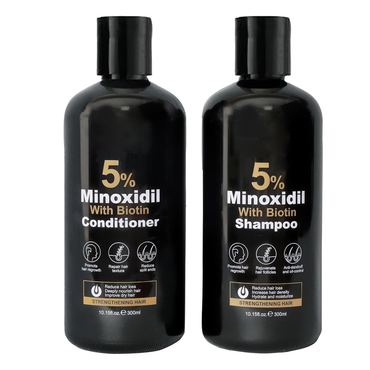 Minoxidil Shampoo & Conditioner Set for Hair Growth – Biotin, Ginseng & Ginger – Supports Thicker, Fuller Hair – Scalp Care Formula – For Men & Women – 600ml Duo - görsel 1