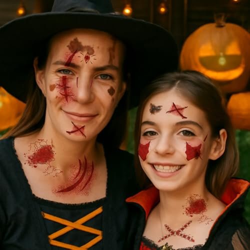 Winthrop 10 Sheets Halloween Bloody Scar Temporary Tattoos – Realistic Fake Wound Stickers for Face & Body, Horror Makeup for Costumes, Parties, Cosplay & Scary Pranks - görsel 4