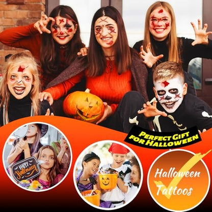 Winthrop 10 Sheets Halloween Bloody Scar Temporary Tattoos – Realistic Fake Wound Stickers for Face & Body, Horror Makeup for Costumes, Parties, Cosplay & Scary Pranks